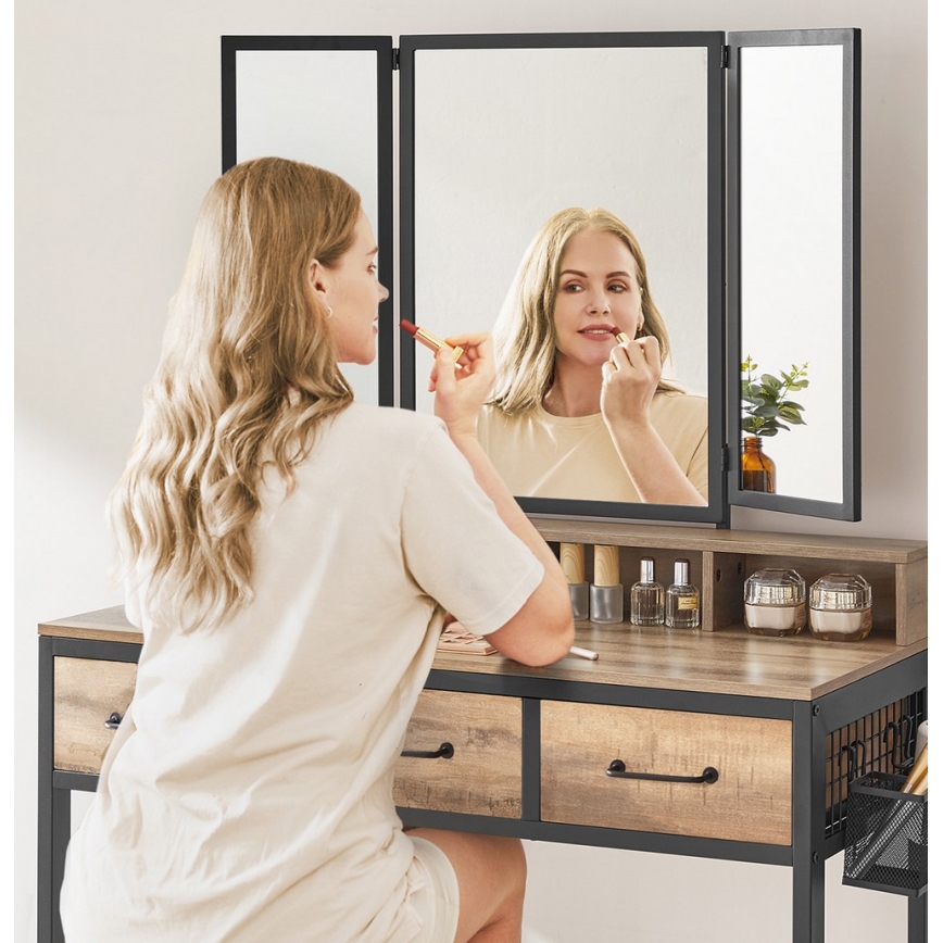 Penteadeira com banqueta 28,6x42 cm FLORA castanha/preta