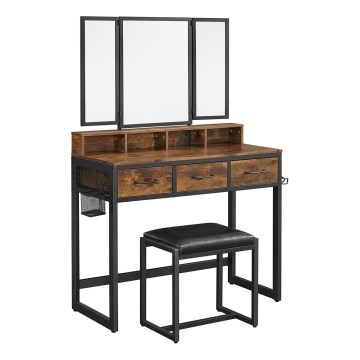 Penteadeira com banqueta 28,6x42 cm FLORA castanho/preto