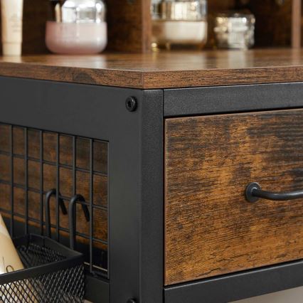 Penteadeira com banqueta 28,6x42 cm FLORA castanho/preto