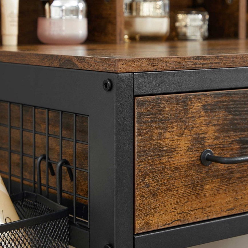 Penteadeira com banqueta 28,6x42 cm FLORA castanho/preto