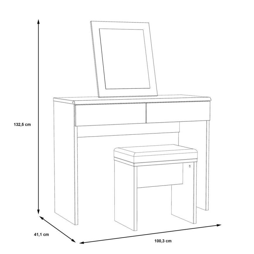 Penteadeira JUNO + Banqueta 45x29,6 cm castanho/preto