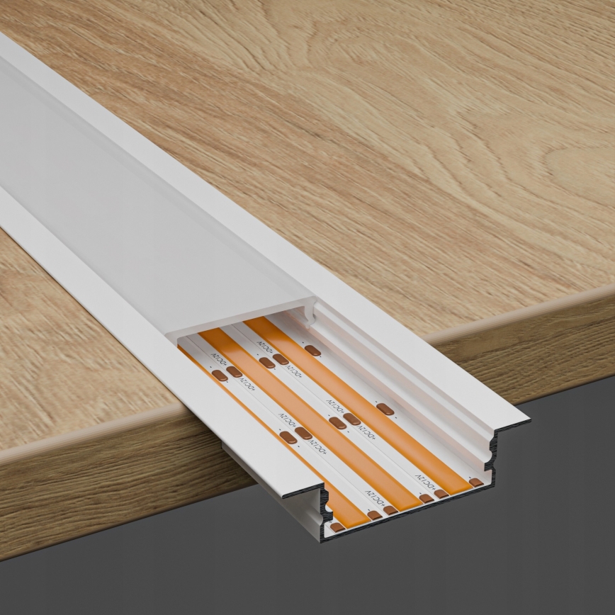Perfil de embutir para fita LED 1 m branco