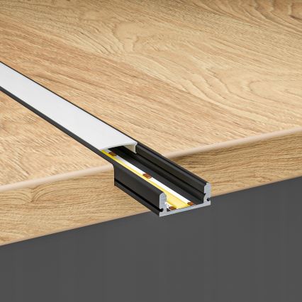 Perfil de embutir para fitas LED, 1 m — preto/branco