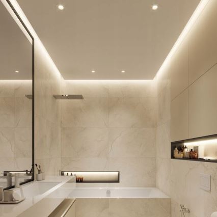 Perfil embutido para fitas LED 1 m prata/branco