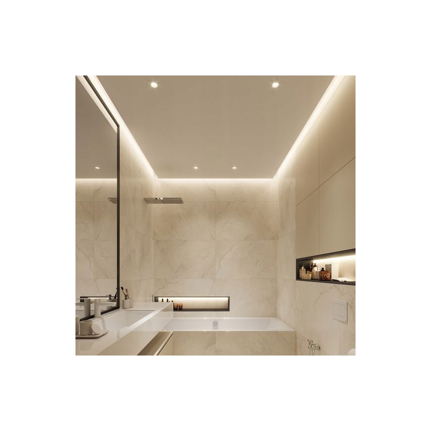 Perfil embutido para fitas LED 1 m prata/branco