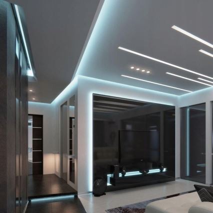Perfil embutido para fitas LED 1 m prata/branco