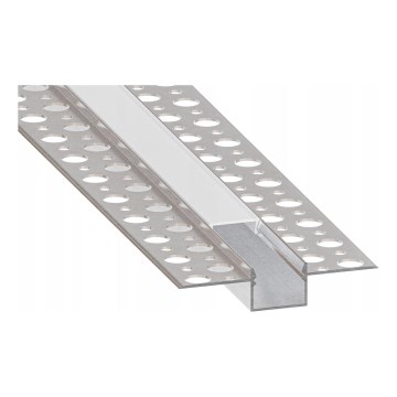 Perfil embutido para fitas LED 1 m prata/branco
