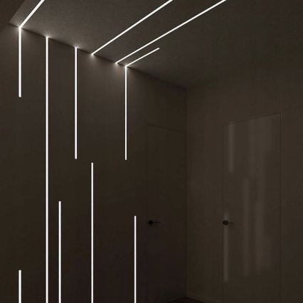 Perfil embutido para fitas LED 1 m prata/branco