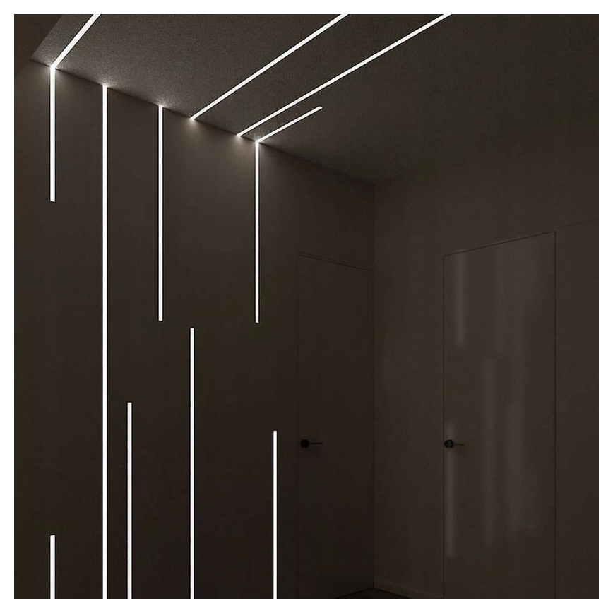 Perfil embutido para fitas LED 1 m prata/branco