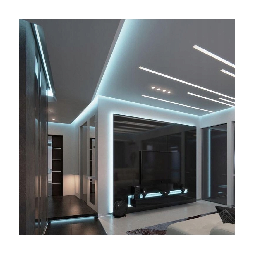 Perfil embutido para fitas LED 1 m prata/branco