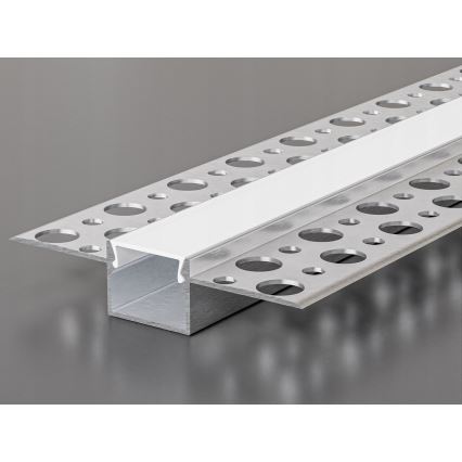 Perfil embutido para fitas LED 1 m prata/branco
