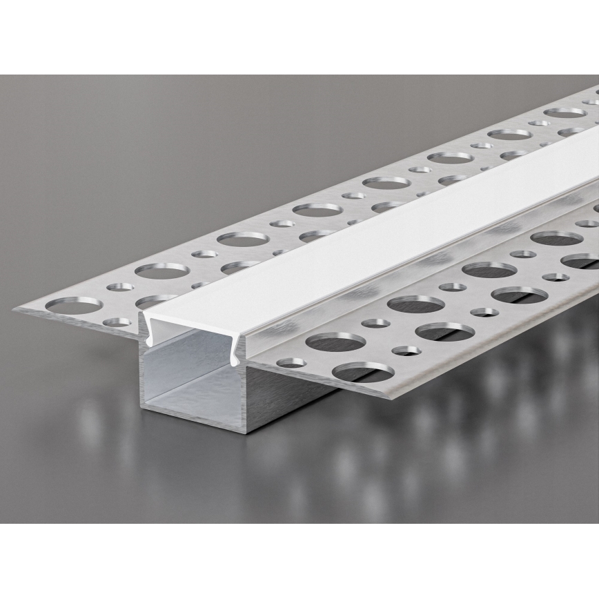 Perfil embutido para fitas LED 1 m prata/branco