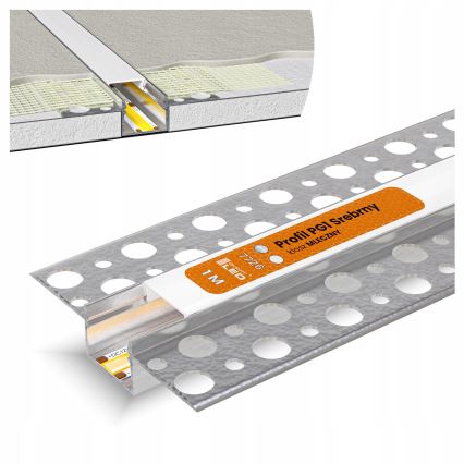 Perfil embutido para fitas LED 1 m prata/branco