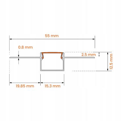 Perfil embutido para fitas LED 1 m prata/branco