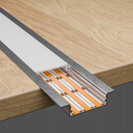 Perfil embutido para fitas LED 1 m prata/branco