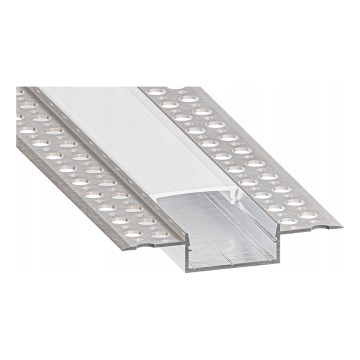 Perfil embutido para fitas LED 1 m prata/branco