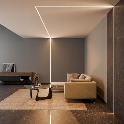 Perfil embutido para fitas LED 1 m prata/branco