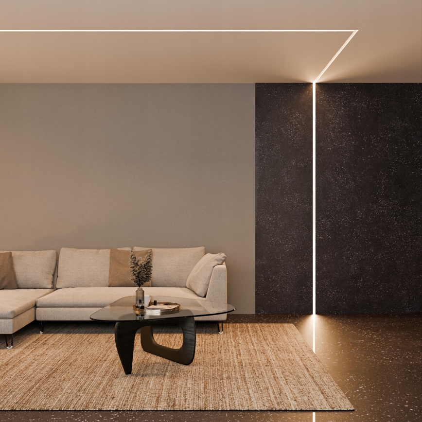 Perfil embutido para fitas LED 1 m prata/branco