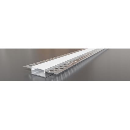 Perfil embutido para fitas LED 1 m prata/branco