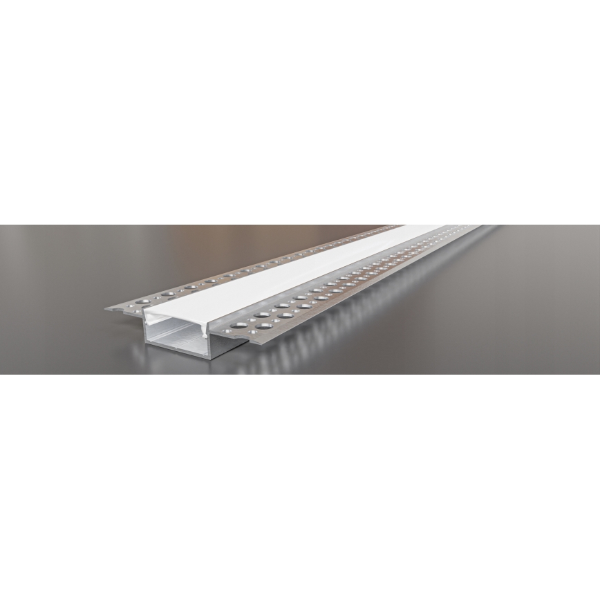 Perfil embutido para fitas LED 1 m prata/branco