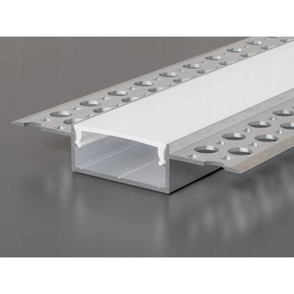 Perfil embutido para fitas LED 1 m prata/branco