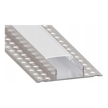 Perfil embutido para fitas LED 1 m prata/branco