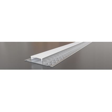 Perfil embutido para fitas LED 1 m prata/branco