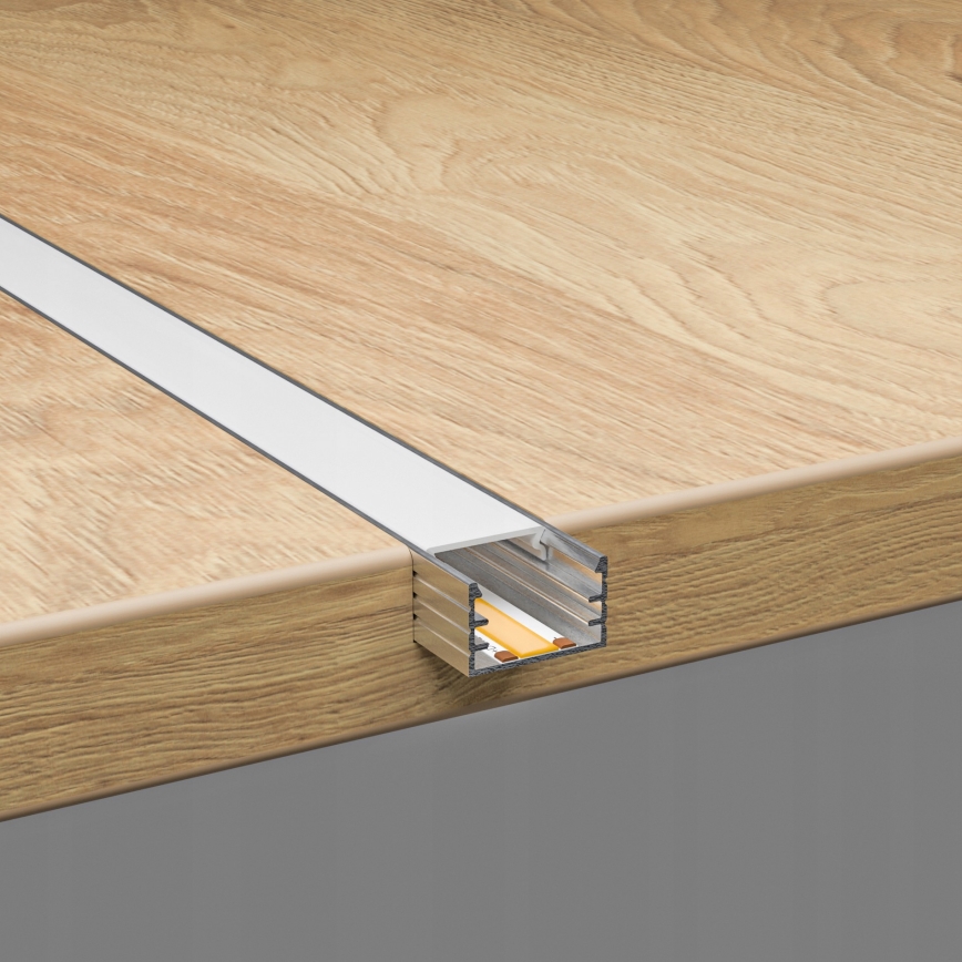Perfil embutido para fitas LED, 1 m, prateado/branco