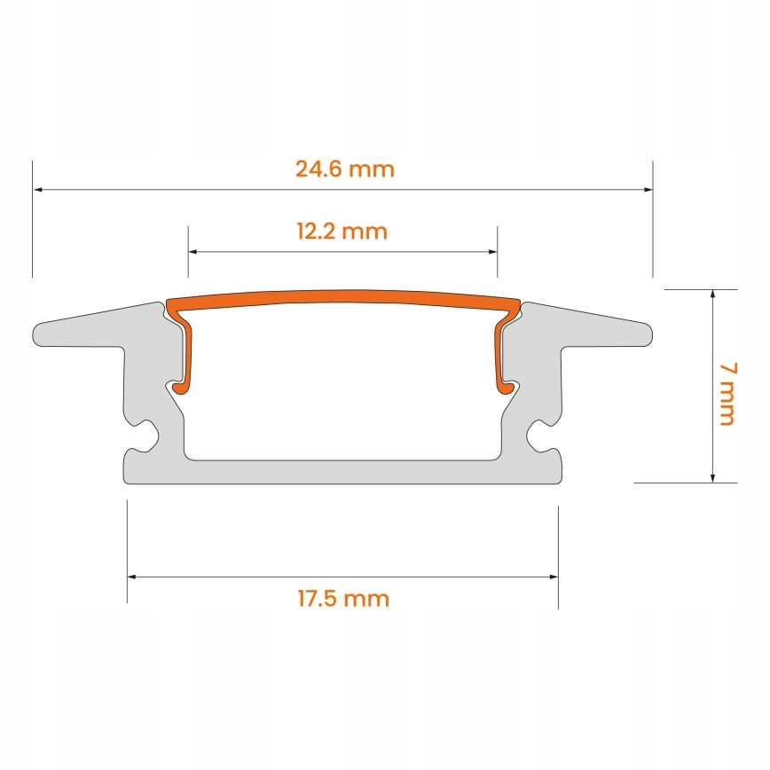 Perfil embutido para fitas LED 1 m preto/branco