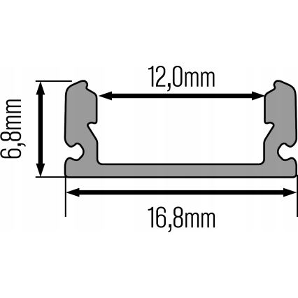 Perfil embutido para fitas LED 1 m, preto/transparente