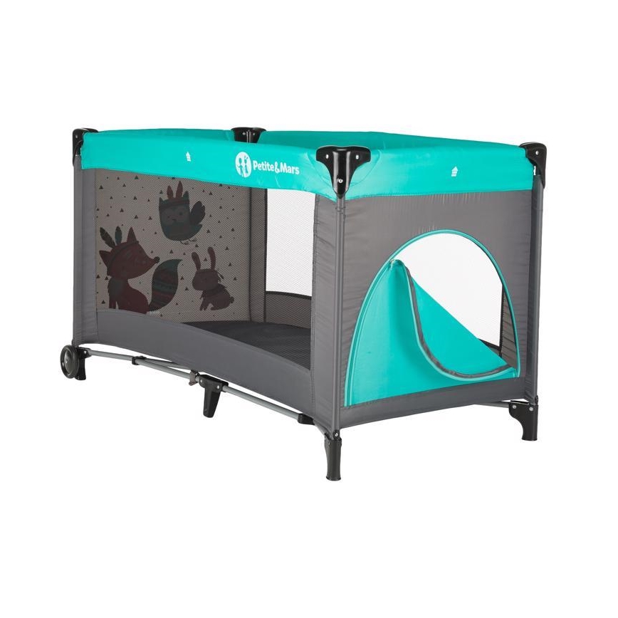 PETITE&MARS - Berço de viagem KOOT-FOX turquesa