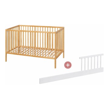 PETITE&MARS - Berço infantil + barreira de segurança NELA BEECH 120x60 cm faia