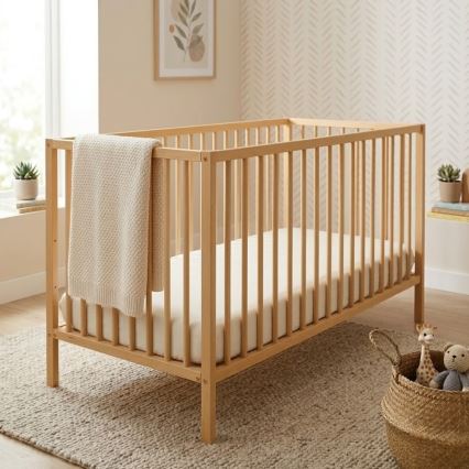 PETITE&MARS - Berço infantil + barreira de segurança NELA BEECH 120x60 cm faia