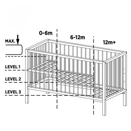 PETITE&MARS - Berço infantil + barreira de segurança NELA BEECH 120x60 cm faia