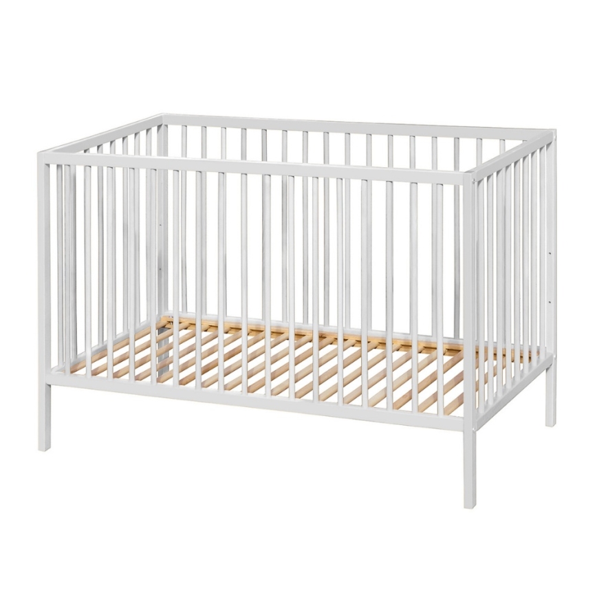 PETITE&MARS - Berço infantil + grade protetora NELA BEECH 120x60 cm branco/faia