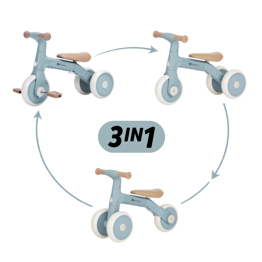 PETITE&MARS - Bicicleta de equilíbrio infantil 3 em 1 BINGO Stering Blue