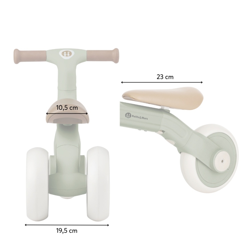 PETITE&MARS - Bicicleta sem pedais infantil 3 em 1 BINGO Sage Leaf
