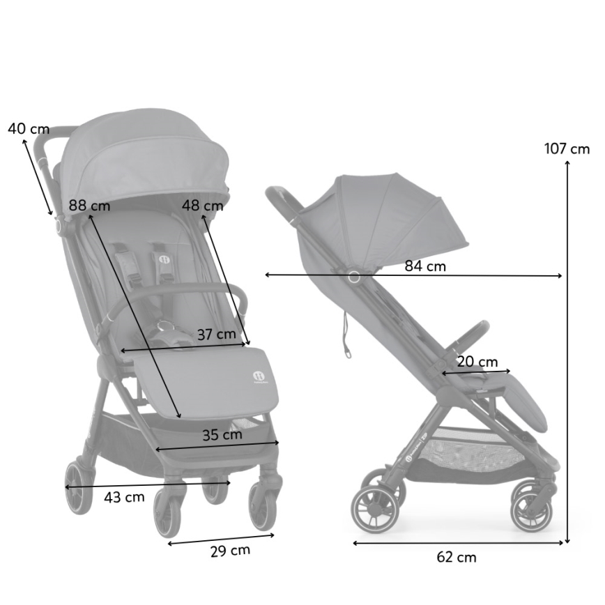 PETITE&MARS - Carrinho de passeio desportivo ZIP Velvet Grey