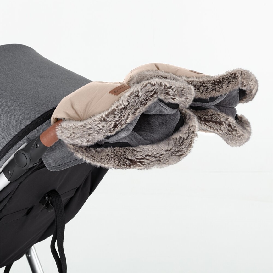 PETITE&MARS - CONJUNTO Saco-cama 4 em 1 ARCTIC + protetor para mãos para carrinho de passeio FURRY Rosa Petal