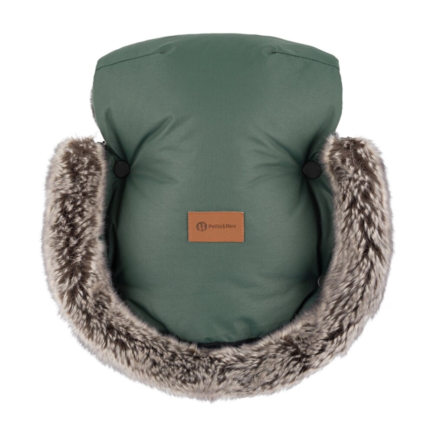 PETITE&MARS - CONJUNTO Saco-cama 4 em 1 ARCTIC + protetor para mãos para carrinho de passeio FURRY Veritable Khaki