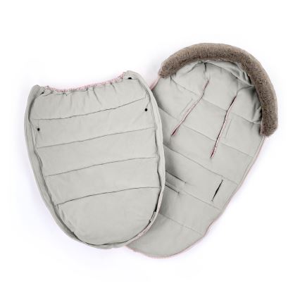 PETITE&MARS - CONJUNTO Saco-cama 4 em 1 COMFY + protetor para mãos para carrinho de passeio FURRY Rosa Petal