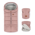 PETITE&MARS - CONJUNTO Saco de bebê 3 em 1 JIBOT + protetores de mãos para carrinho JASIE rosa