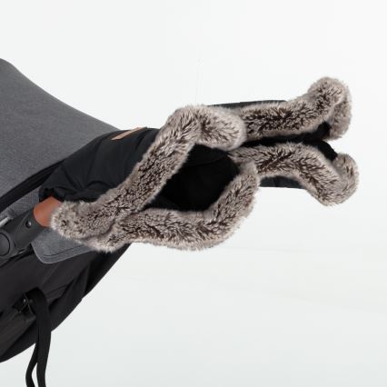 PETITE&MARS - Luvas  para carrinho de passeio FURRY Forever Black
