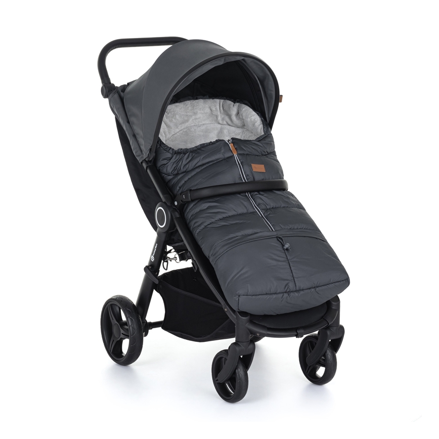 PETITE&MARS - CONJUNTO Saco de bebê 3 em 1 JIBOT + protetores de mãos para carrinho JASIE cinza