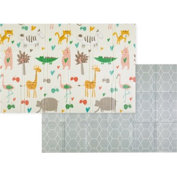 PETITE&MARS - Tapete dobrável de atividades CAMPY Animals&Hexagon