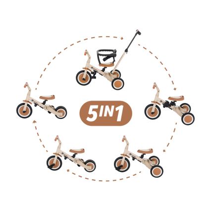 PETITE&MARS - Triciclo de criança 5em1 TURBO Desert Sand