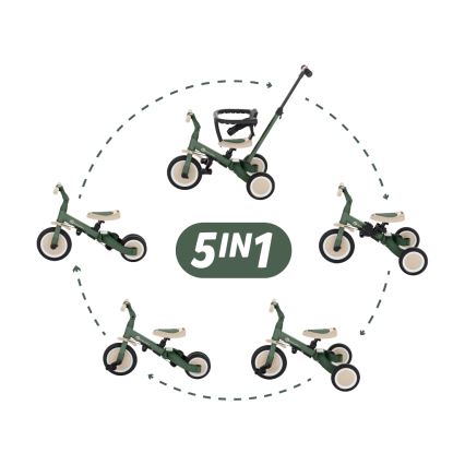 PETITE&MARS - Triciclo de criança 5em1 TURBO Misty Green