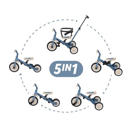 PETITE&MARS - Triciclo de criança 5em1 TURBO Ocean Blue