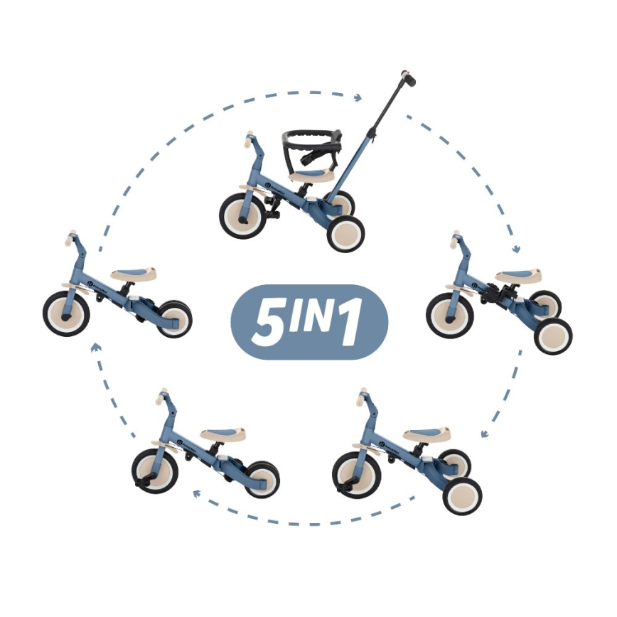 PETITE&MARS - Triciclo de criança 5em1 TURBO Ocean Blue