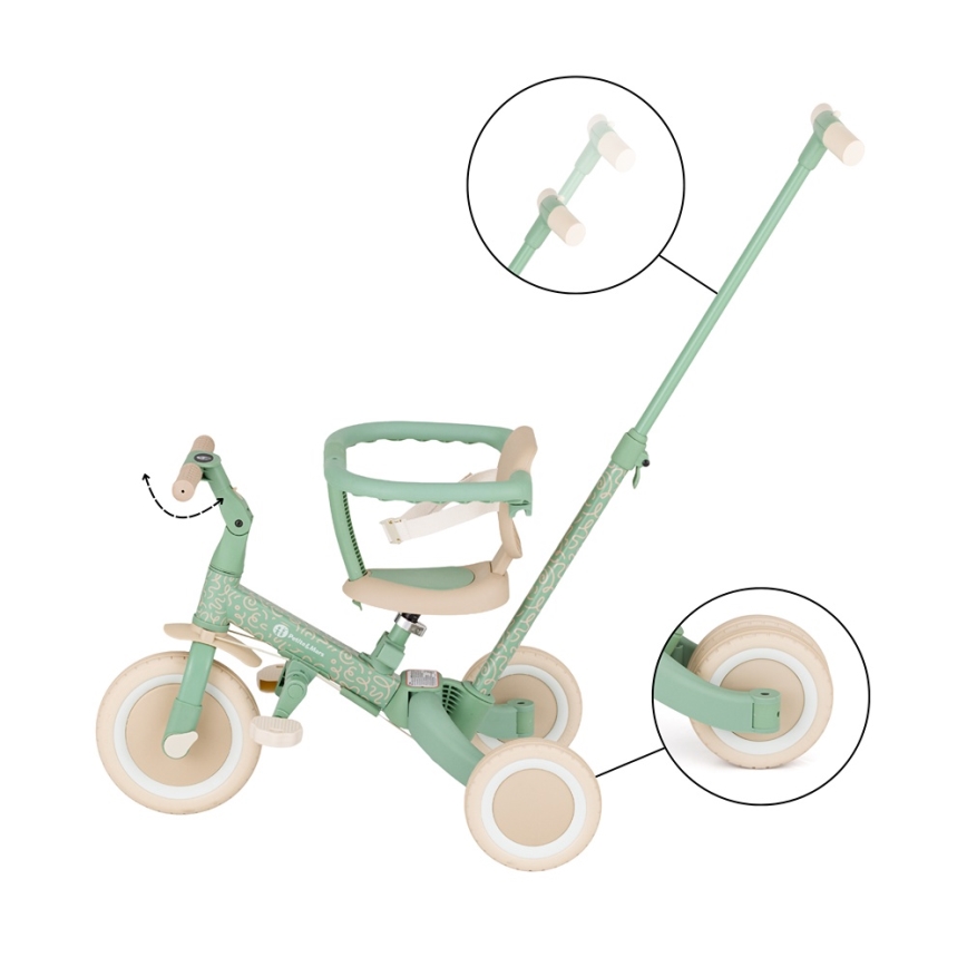 PETITE&MARS - Triciclo infantil 5 em 1 TURBO LIMITED Green Twist